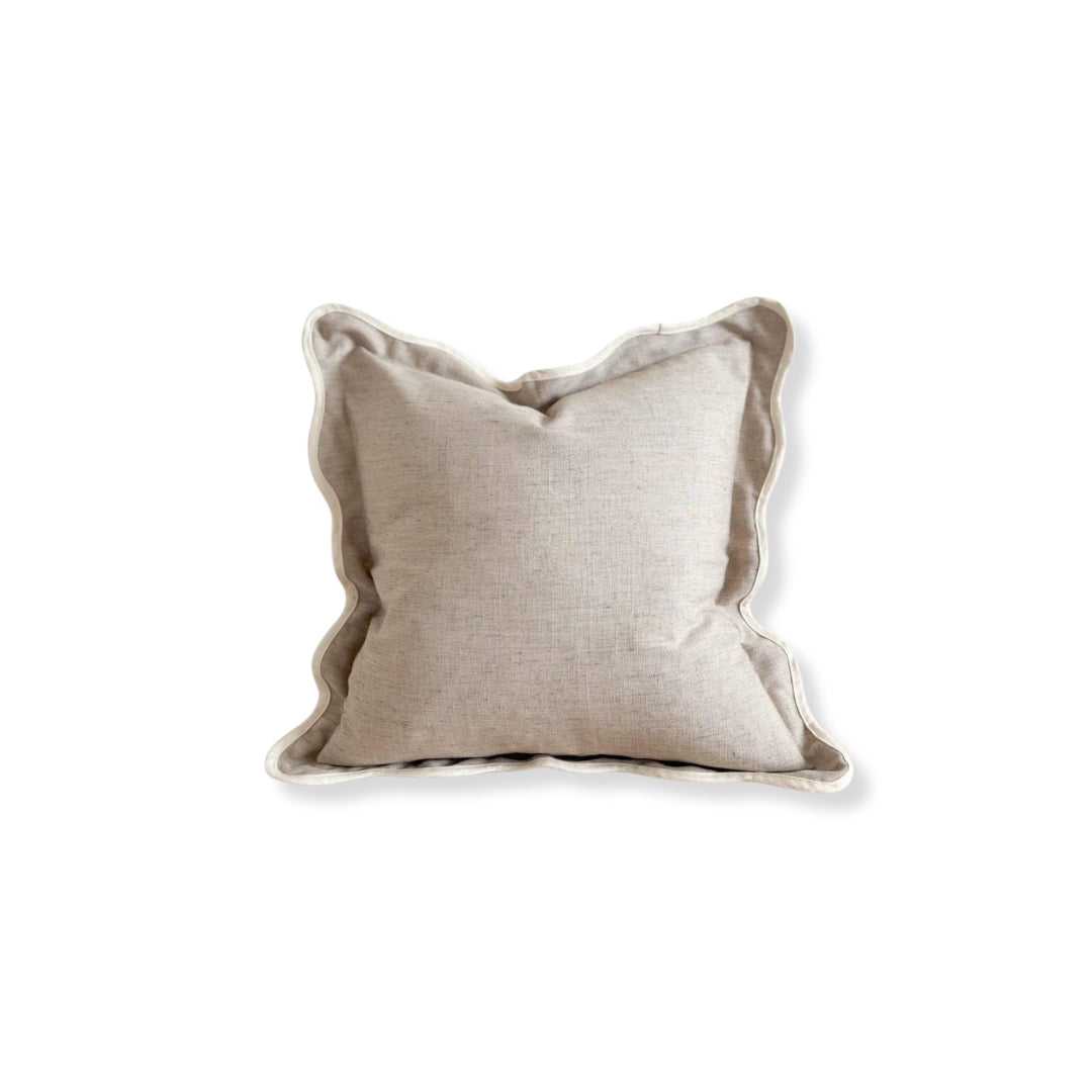 Fluid Home Interiors - Greige Scalloped Linen Blend Cushion 45x45cm - EllenVale Interiors