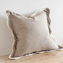 Fluid Home Interiors - Greige Scalloped Linen Blend Cushion 45x45cm - EllenVale Interiors