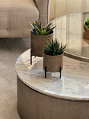 Fluid Home Interiors - Aged Gold Set of 3 Table Planters - Libra Interiors