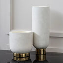 Blanche Ceramic Planters With Gold Finish Base