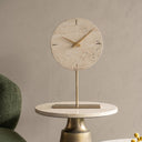 Fluid Home Interiors - Light Travertine Mantle Clock On Stand - Libra Interiors