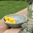 Fluid Home Interiors - Mediterranean Green Glaze Ceramic Bowl with Bobble Edge - Libra Interiors