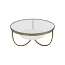 Fluid Home Interiors - White Marble And Antique Gold Iron Coffee Table - Libra Company