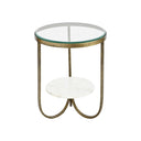 Fluid Home Interiors - White Marble And Antique Gold Iron Side Table - Libra Interiors