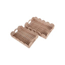 Fluid Home Interiors - Rattan Set of Two Rectangular Scallop Trays - Libra Interiors