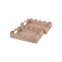 Fluid Home Interiors - Rattan Set of Two Rectangular Scallop Trays - Libra Interiors