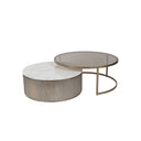 Fluid Home Interiors - Aged Gold Set of 2 Marble Nesting Coffee Tables - Libra Interiors