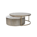 Fluid Home Interiors - Aged Gold Set of 2 Marble Nesting Coffee Tables - Libra Interiors