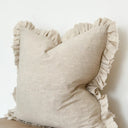 Maya Sand Ruffle Linen Cushion Cover 65x65cm