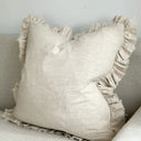 Maya Sand Ruffle Linen Cushion Cover 65x65cm