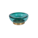 Fluid Home Interiors - Teal Glass Bowl with Brass Detail - Libra Interiors