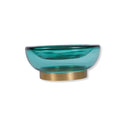 Fluid Home Interiors - Teal Glass Bowl with Brass Detail - Libra Interiors