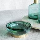 Fluid Home Interiors - Teal Glass Bowl with Brass Detail - Libra Interiors