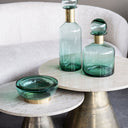 Fluid Home Interiors - Teal Glass Bowl with Brass Detail - Libra Interiors