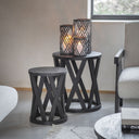 Fluid Home Interiors - Solid Wooden Set of 2 Nesting Side Tables in Black