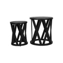 Fluid Home Interiors - Solid Wooden Set of 2 Nesting Side Tables in Black