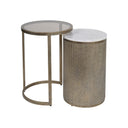 Fluid Home Interiors - The Roman Aged Gold Marble Side Nesting Table - Libra Interiors