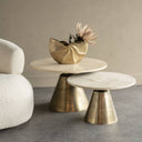 Fluid Home Interiors - The Tivali Brass and Light Travertine Coffee Tables - Libra Interiors