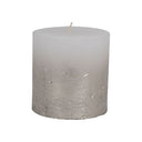 Fluid Home Interiors white and metallic silver ombre pillar candle 10x10cm